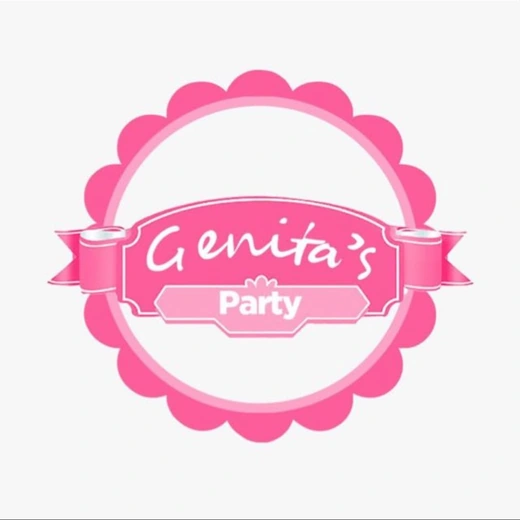 Logo anterior de Genita’s Party, rosa con cinta central